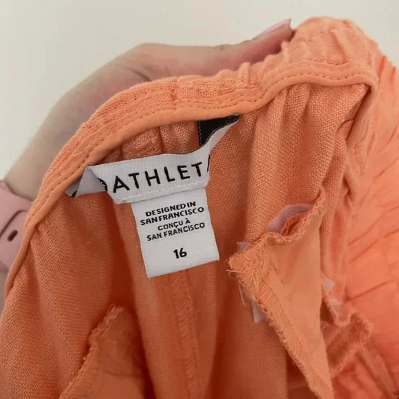 Athleta Cabo Linen Jogger Pants in Orange Size 16 - Picture 3 of 7